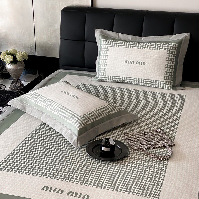 简约时尚千鸟格印花多功能冰碳提花养生席三件套冰丝凉席夏天席子