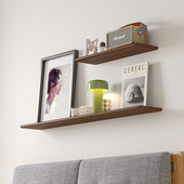 实木墙上置物客厅沙发后卧室白墙装 饰架子书架挂墙一字隔板定制