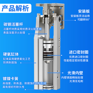 气缸大推力夹紧9度翻转气缸侧姿组气缸旋转械手