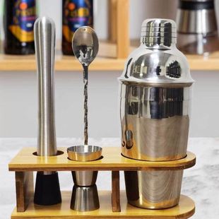 调酒壶手摇杯雪克壶酒吧工具五件套带新品 初学者不锈钢调酒器套装