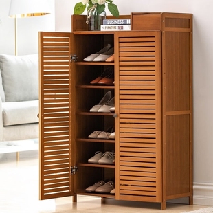 丝竹阁鞋柜新款鞋架带柜门储物柜入户门口家用网红实木楼道门外简