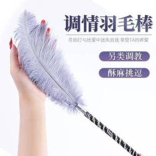黑色男女朋友单支鸵鸟羽毛棒拍情侣有趣的小玩意好物挑逗玩具用品