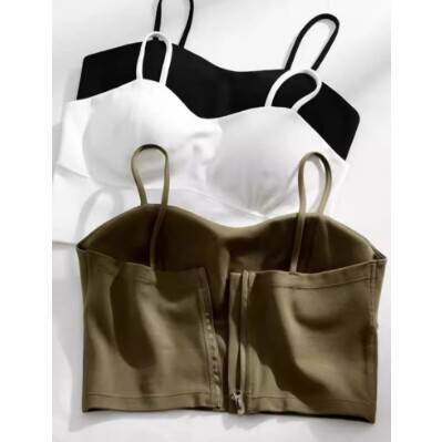 打底2024春夏新款韩版后背拉链设计感美背抹胸吊带背心女内搭外穿