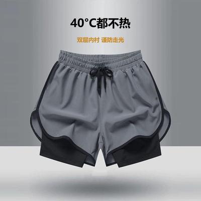 跑步短裤男运动田径马拉松宽松速干防走光内衬训练健身装备三分裤
