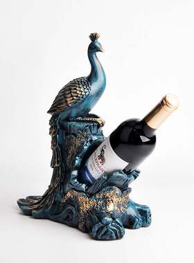 仿木孔雀酒架装饰工艺品仿青铜居家饰品摆件开业过年生日送礼家居