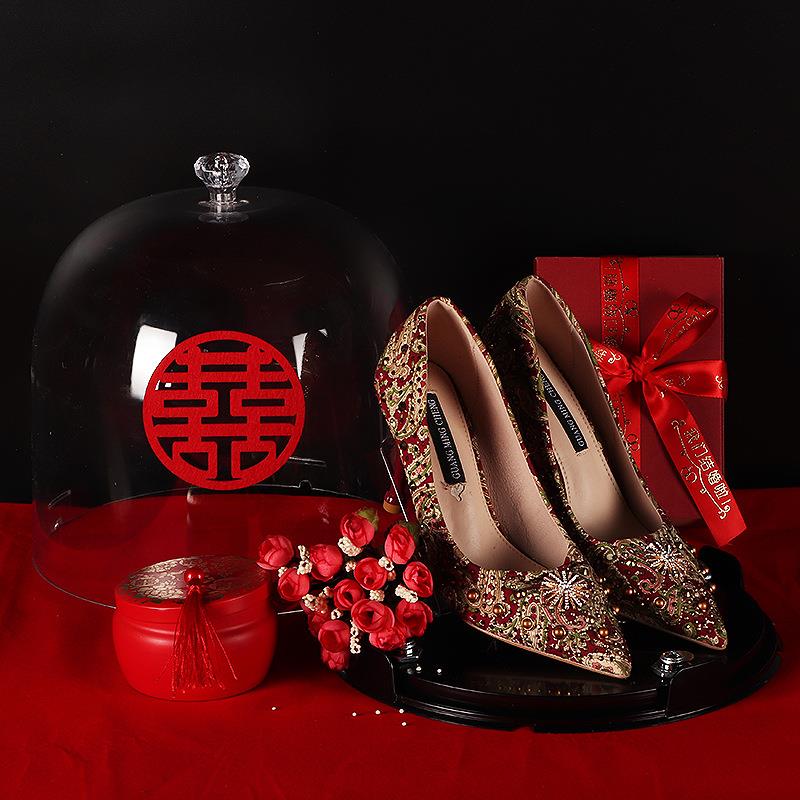 结婚庆用品套圈婚礼藏鞋盒带锁透明鞋盒接亲整蛊新郎游戏道具