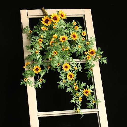 装饰遮挡挂墙绿植仿真雏菊花藤假花藤条壁挂植物吊兰藤蔓绿叶垂吊