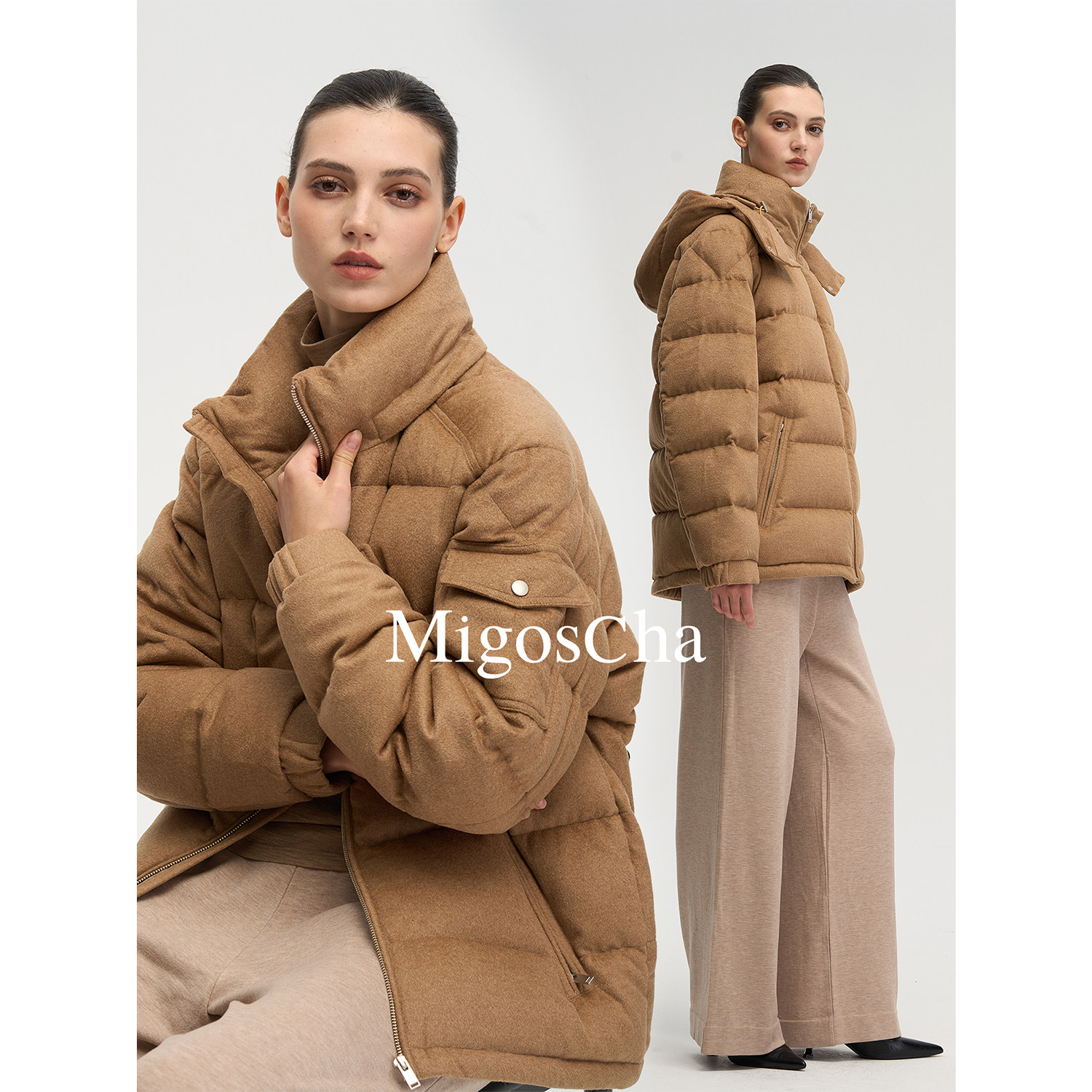 migoscha 连帽三星95鹅绒外套男女同款中性羽绒服冬季新款夹克