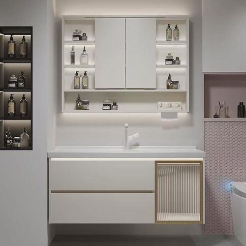 浴室柜73/83/93/103/113CM隐藏风水镜柜组合洗手洗漱台一体陶瓷盆