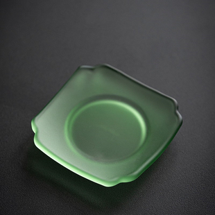 琉璃杯垫中式茶道功夫茶托茶具配件茶托创意隔热飘蓝黄色水晶茶碟