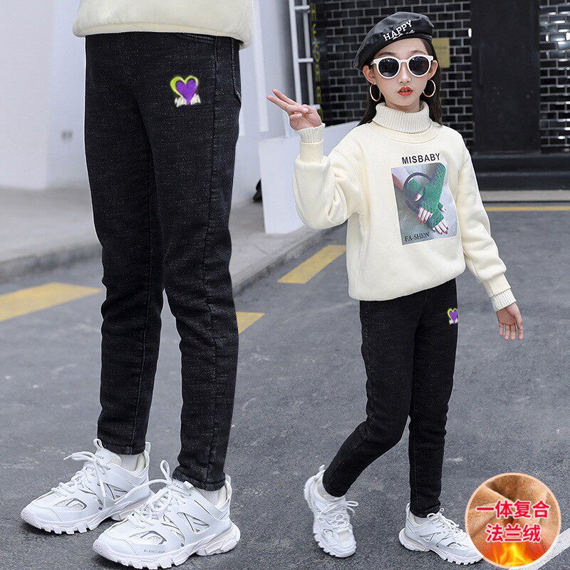 4女童冬天加绒加厚2021新款裤子5一体绒外穿6牛仔裤薄绒修身7棉裤