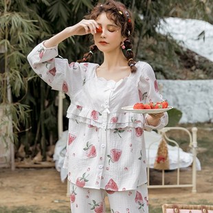 月子服纯棉产后纱布夏季薄款孕妇睡衣小个子女哺乳喂奶春秋家居服