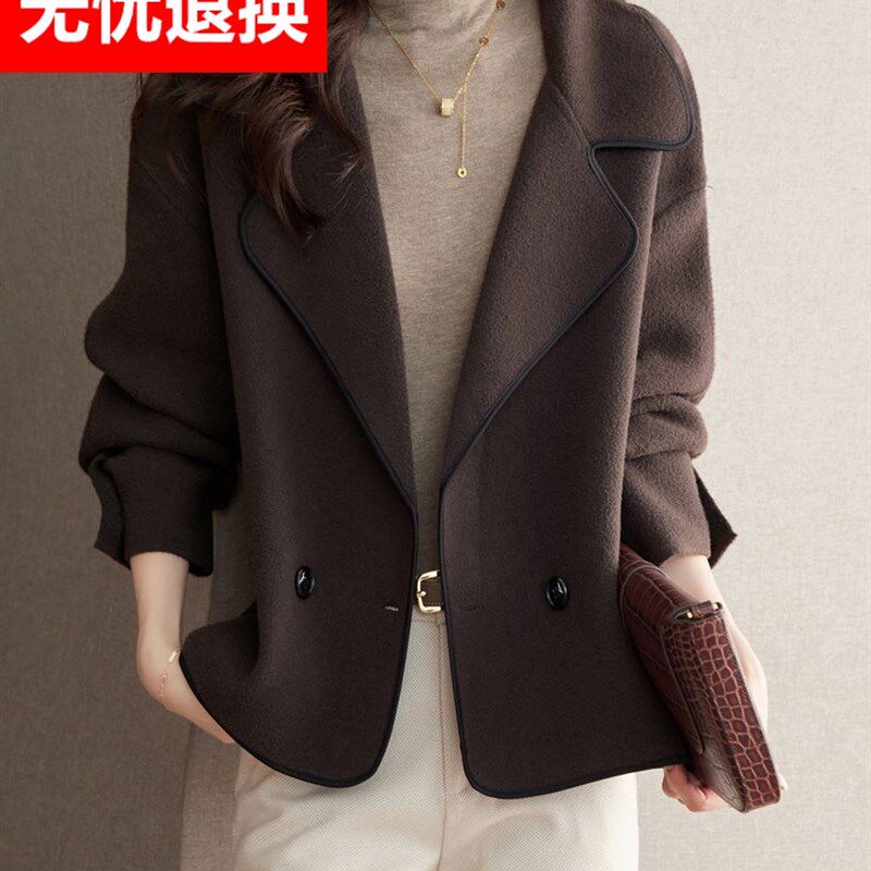 小个子女士短款洋气减龄风衣2024春季新款西装设计感翻领外套宽松