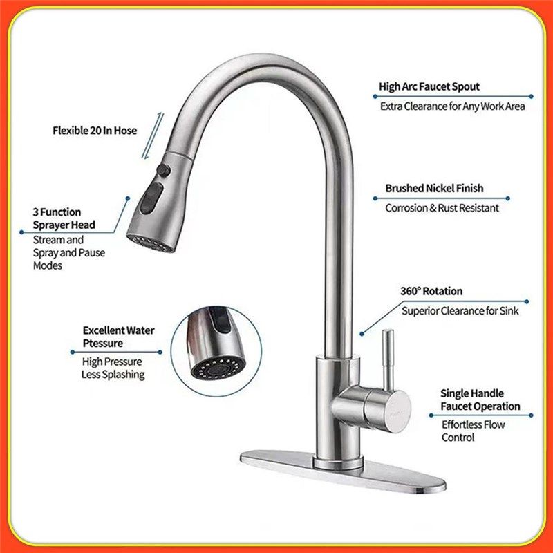 厨房水龙头冷热抽拉式万向多功能伸缩防溅水槽家用洗菜盆洗碗花洒,家装主材,厨房龙头,淘宝优惠券,粉丝福利购,淘宝优惠卷