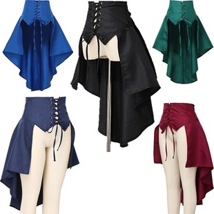 新款半身裙高腰不规则前短后w长松紧腰封束系带腰带小众特殊燕尾