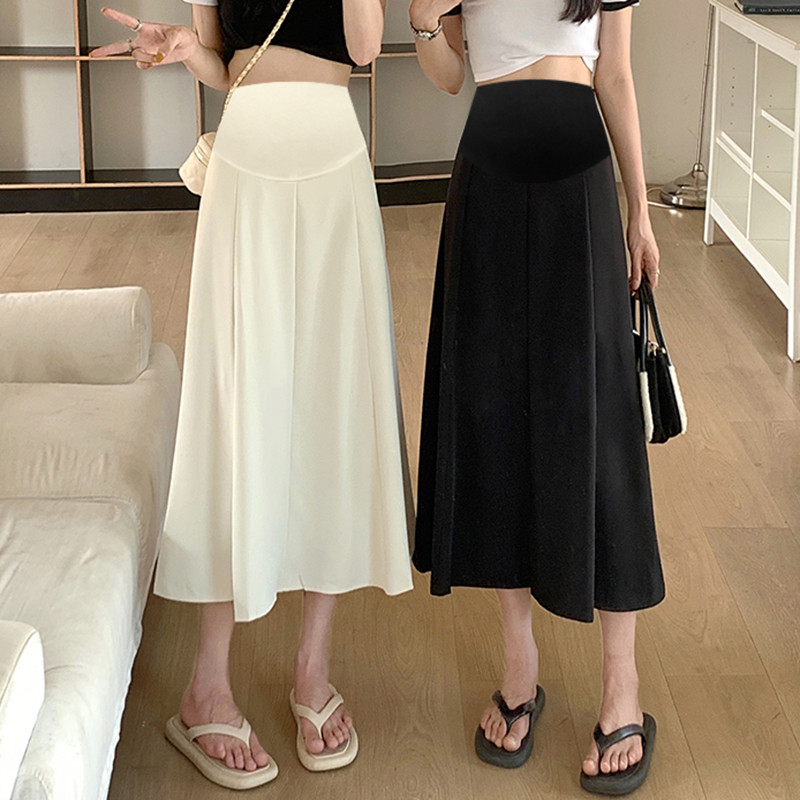 孕妇百搭半身裙春季夏小个子中长款西装托腹裙新款垂感遮肉a字裙