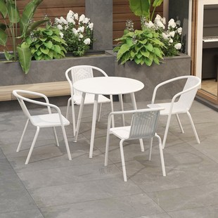 庭院室外花园桌椅套件露天阳台桌椅三件套简约现代洽谈香槟小桌椅