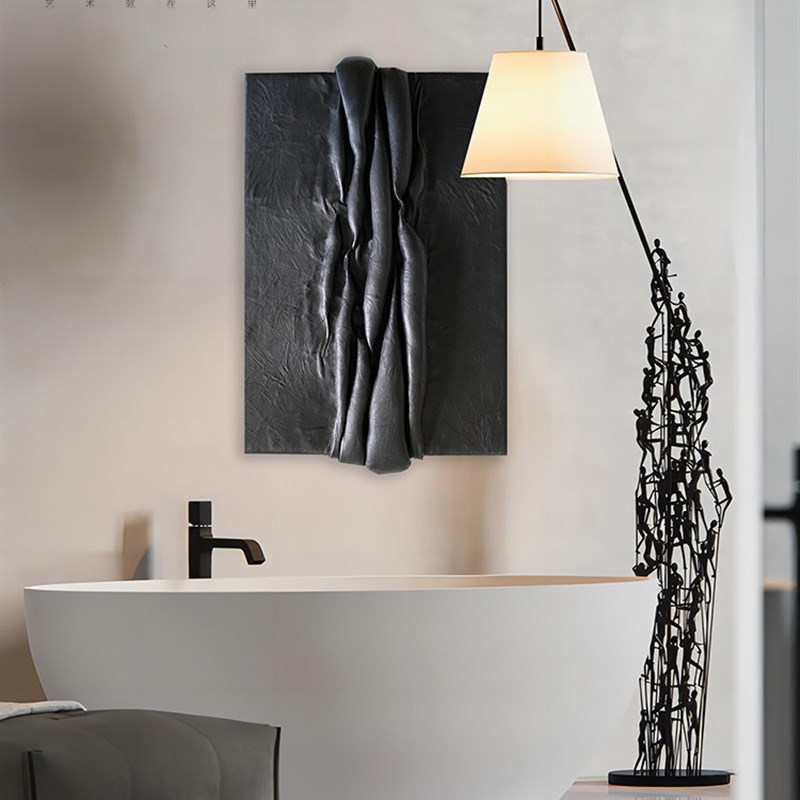 极简轻奢艺术挂画《挣脱》客厅沙发背景皮革实物画玄关走廊装饰画