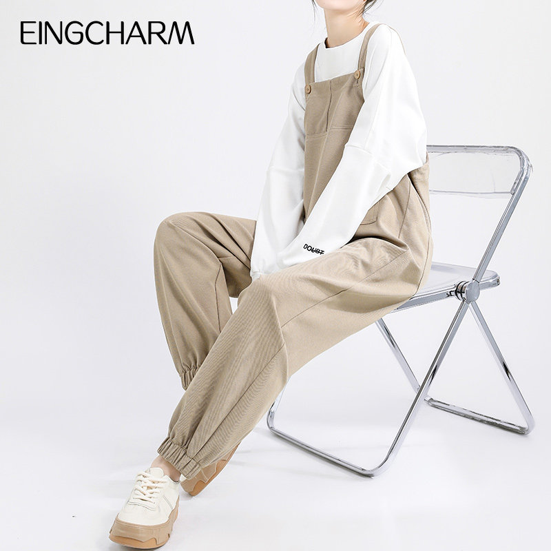 孕妇背带裤2025新款春秋u外穿宽松大码套装小个子两件套孕妇装春