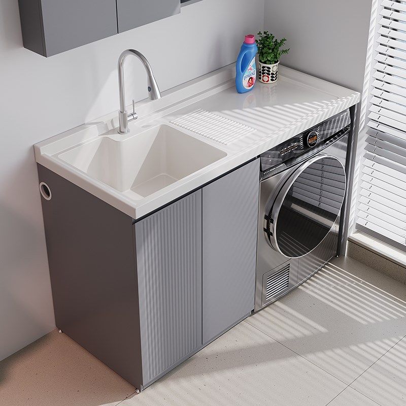 不锈钢蜂窝铝阳台洗衣机柜一体柜组合洗手洗衣池台盆定制带搓板