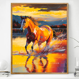 彩绘马画画diy数字油画填充填色抽象艺术高级感手工手绘涂色油彩