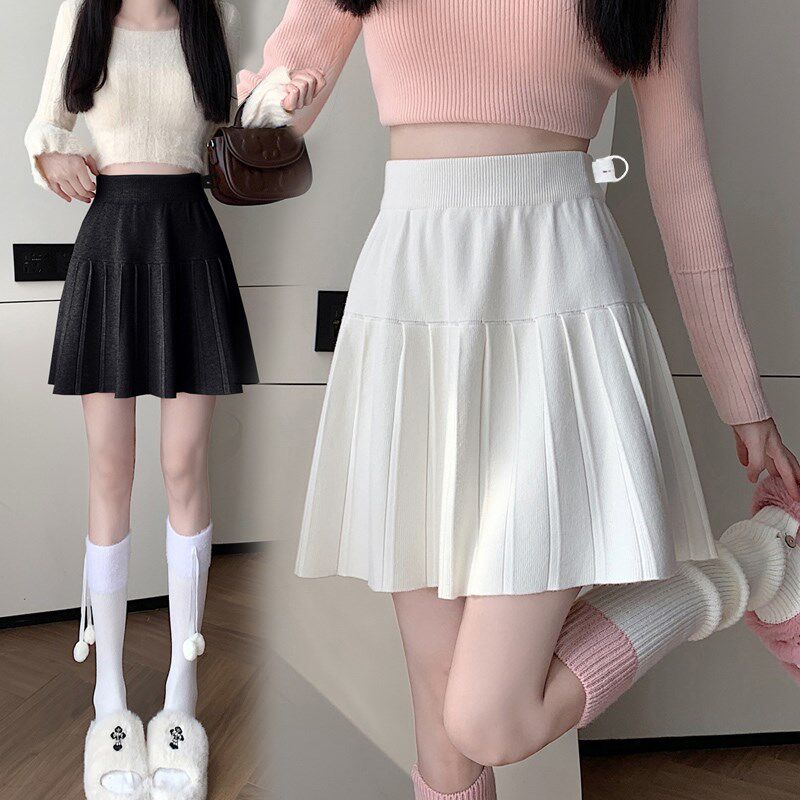 小个子孕妇d半身裙子百褶裙毛线针织秋冬季外穿百搭A字短裙无托腹