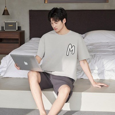 【轻柔软】睡衣男款夏季纯棉短袖家居服套装薄款加肥加大码可外穿