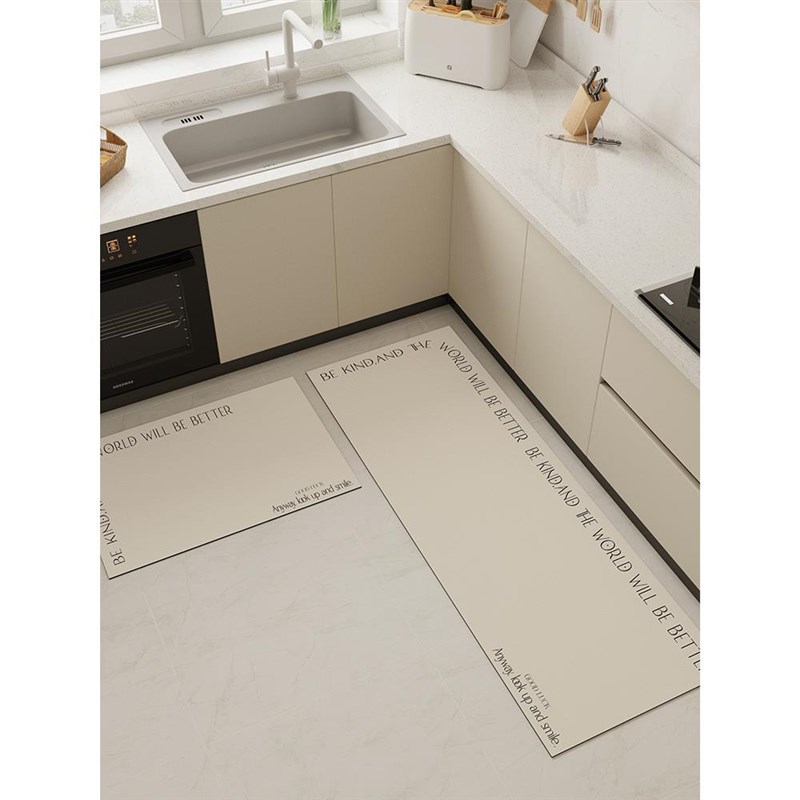 奶油风厨房垫吸水地垫防油防滑脚垫简约专用防脏地毯l长条Zpvc免