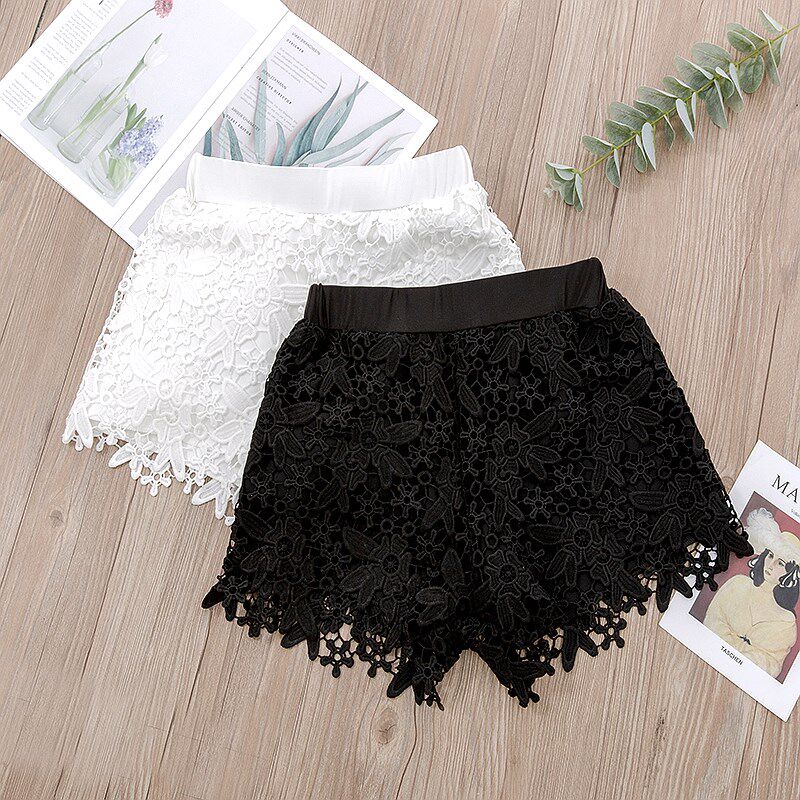 新款蕾丝短裤大码休闲高腰黑色打底裤a字短裤秋冬季短裤女外穿