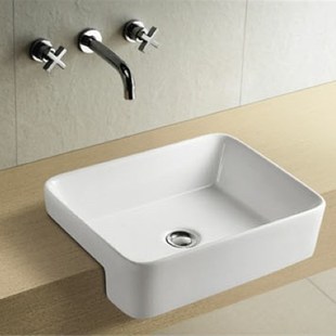精品卫浴 半挂式艺术盆方盆台盆洗脸盆半嵌入式洗手盆台上盆面盆