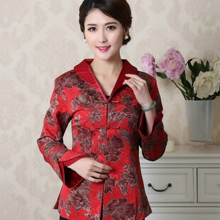 春秋女装棉麻中老年唐装长袖改良复古旗袍上衣日常妈妈装外套上衣