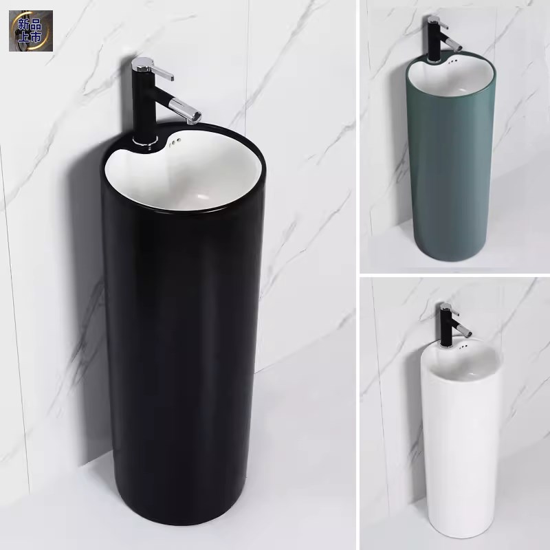 小户型陶瓷立柱盆一体落地式洗手盆卫生间阳台洗脸盆户外洗手台盆