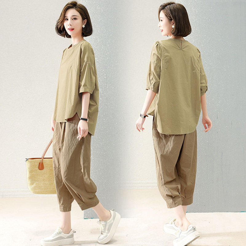 夏装搭配一整套时尚妈妈装年轻时尚套装夏套装2024新款女装夏季