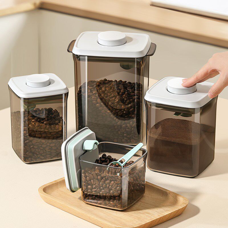 避光咖啡豆保存罐食品级按压抽气防潮密封罐咖啡粉茶叶收纳储存罐