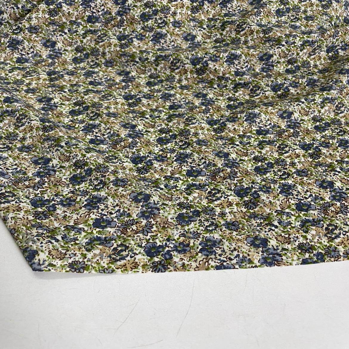 D317夏季绿色小碎花印花雪纺布z头 柔软垂坠透气连衣裙上衣diy面