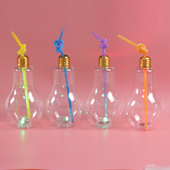 只发光灯泡饮料瓶一次性塑料冷饮创意酸奶杯果汁奶茶杯