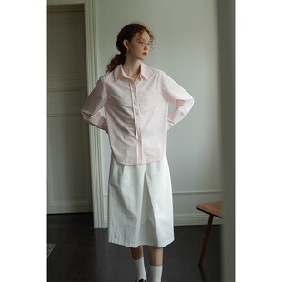 春也白 纯色抗皱法式长袖衬衫女2025春新款宽松百搭免烫叠穿衬衣