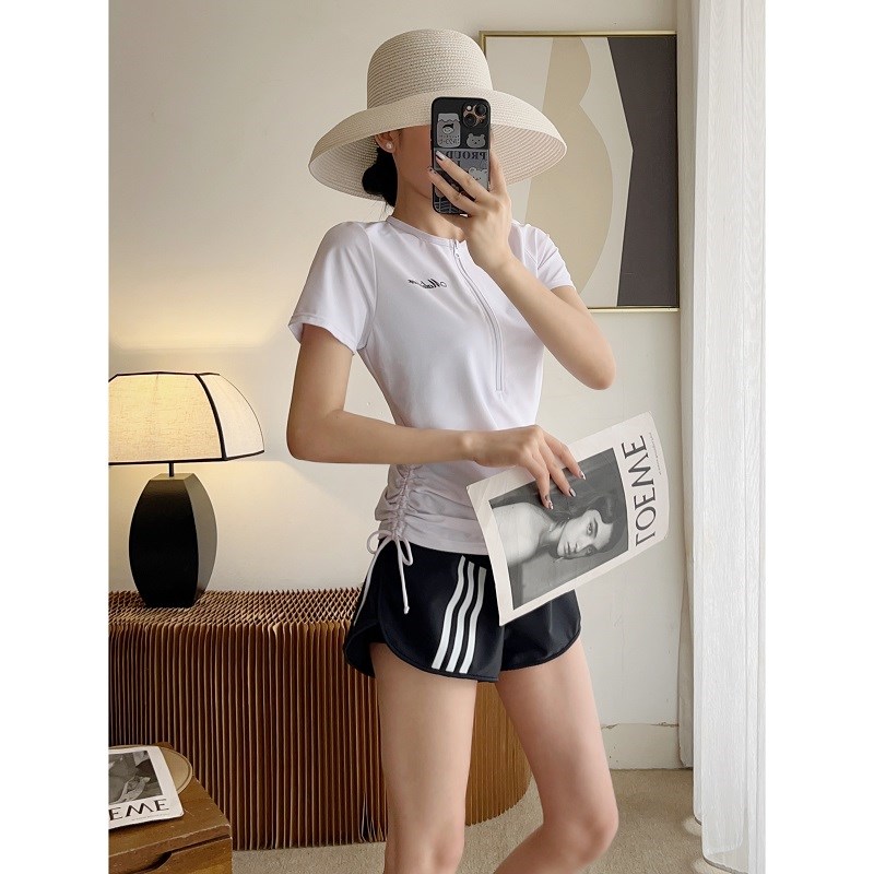 运动风分体泳衣女202p5新款宽松保守遮肚显瘦温泉度假游泳衣三件