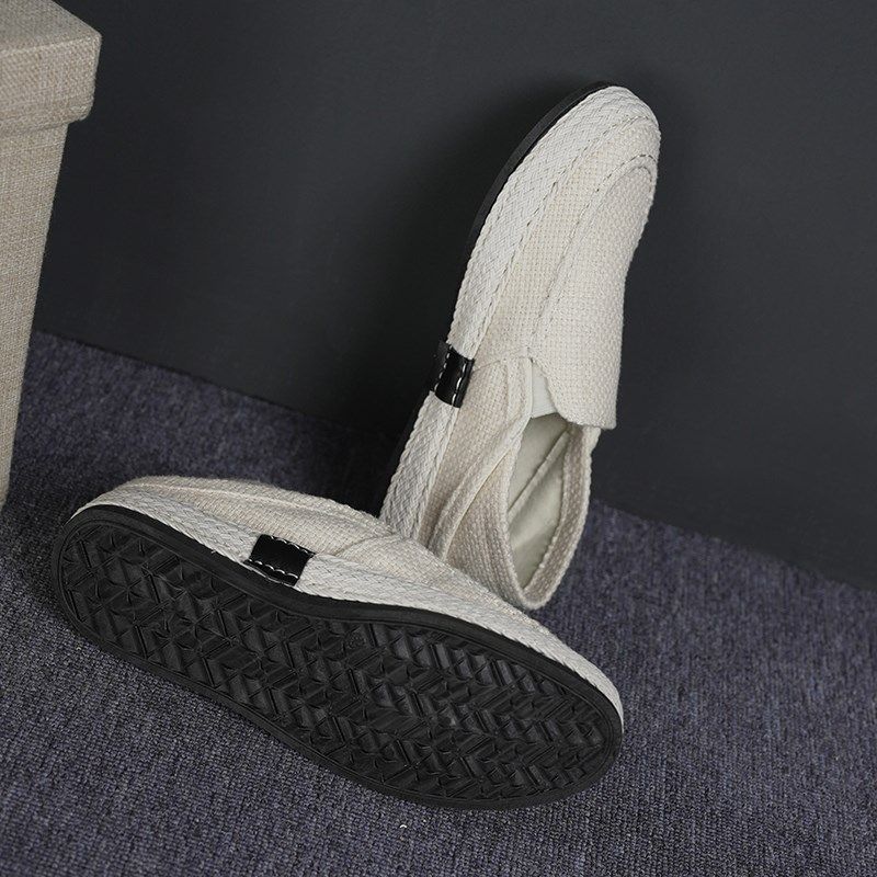 麻色生活帆布男i鞋夏季2025亚麻布新款软底鞋男士休闲无鞋带平板,流行男鞋,布鞋,淘宝优惠券,粉丝福利购,淘宝优惠卷