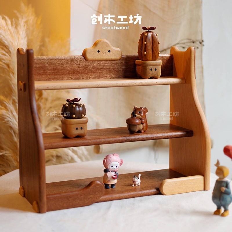 猫狗置物架/简约卡通客厅壁柜置物架隔板实木收纳整Y理有趣实用