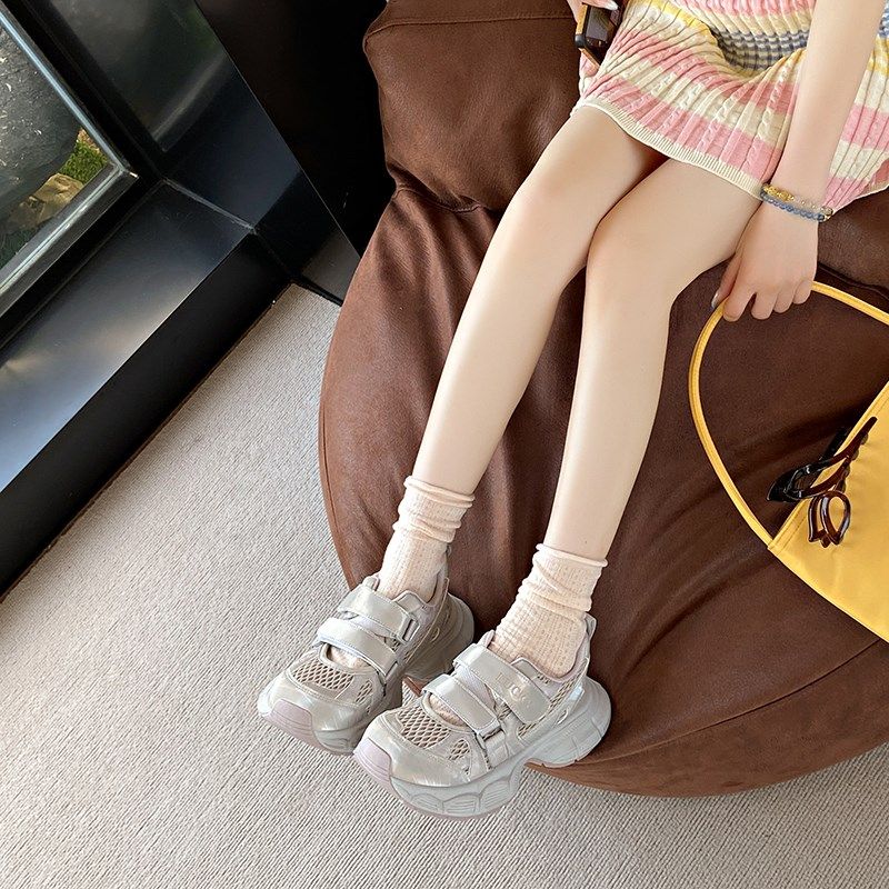 厚底老爹鞋女款2025夏季新款透C气网面休闲运动凉鞋百搭轻便跑步,女鞋,罗马凉鞋,淘宝优惠券,粉丝福利购,淘宝优惠卷