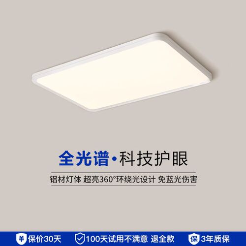 长方形大厅灯全光谱护眼卧室灯智能客C厅吸顶灯现代简约2024年新