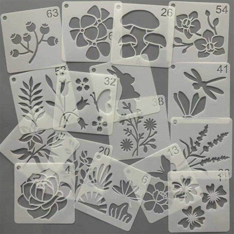 绿岛花园主题花朵植物蝴蝶镂空绘画模板儿童学生涂鸦dXiy手帐软尺