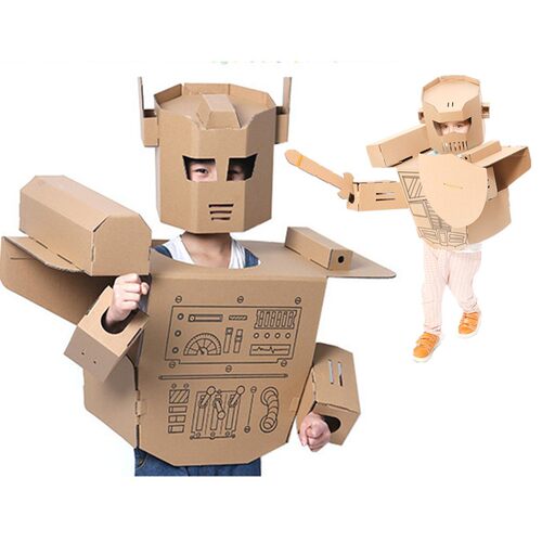 可穿戴纸箱机器人金刚铠甲表演道具儿童玩具DIYT手工制作纸盒模型