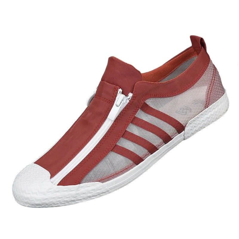 2024夏季新款网纱布鞋韩版潮y流百搭休闲男鞋一脚蹬网面鞋拉链板,流行男鞋,休闲板鞋,淘宝优惠券,粉丝福利购,淘宝优惠卷