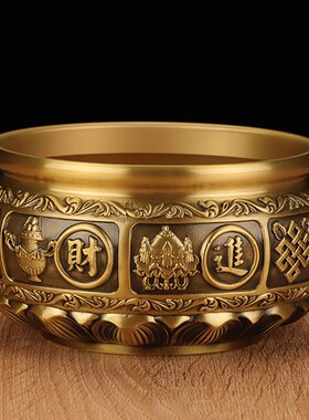 旺财运聚财摆件h纯铜聚宝盆有求必应客厅办公桌玄关中式工艺品摆