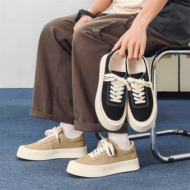 板鞋男鞋夏季透气时尚简约u青年百搭厚底小众高级感帆布休闲鞋男,流行男鞋,休闲板鞋,淘宝优惠券,粉丝福利购,淘宝优惠卷