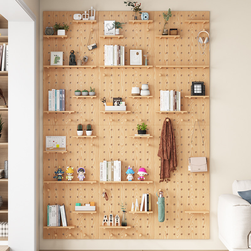 定制实木b洞洞板挂板墙上装饰隔板置物架书桌背景墙展示架收纳挂,商业/办公家具,置物架/陈列架/储物架/展示架,淘宝优惠券,粉丝福利购,淘宝优惠卷