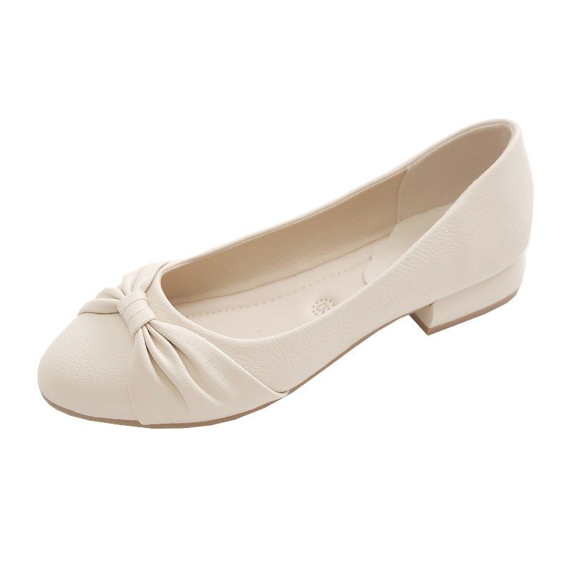 粗跟单鞋女202j5新款春秋百搭浅口女鞋软底软皮豆豆鞋中年妈妈鞋,女鞋,浅口单鞋,淘宝优惠券,粉丝福利购,淘宝优惠卷