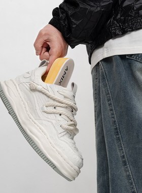 白色厚底帆布鞋男女情侣款休闲面包鞋小众7Lcm隐形内增高溶解板鞋